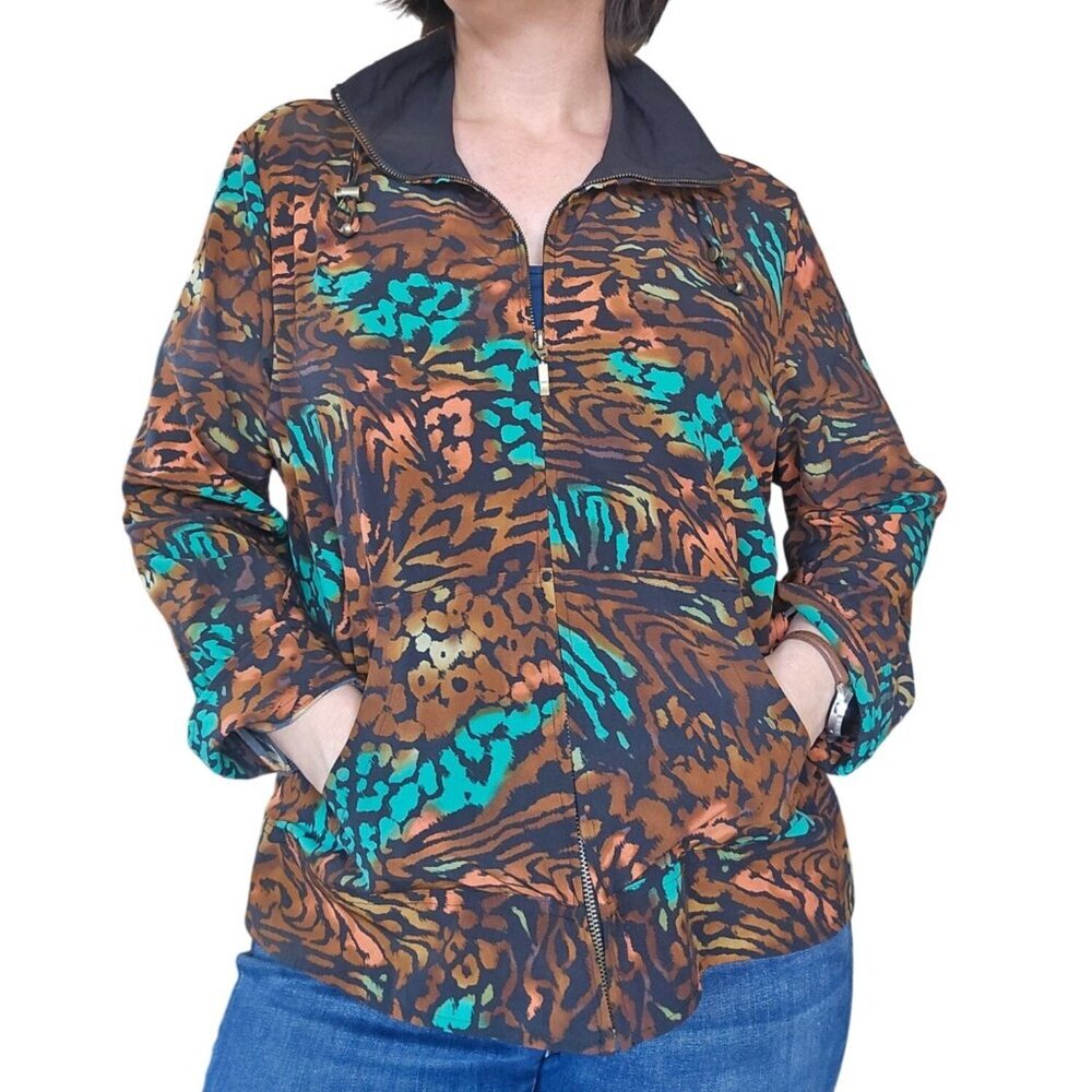 Zenergy by Chico's Colorful Tiger Full Zip Jacket Women's XL 16 (3) Athleisure